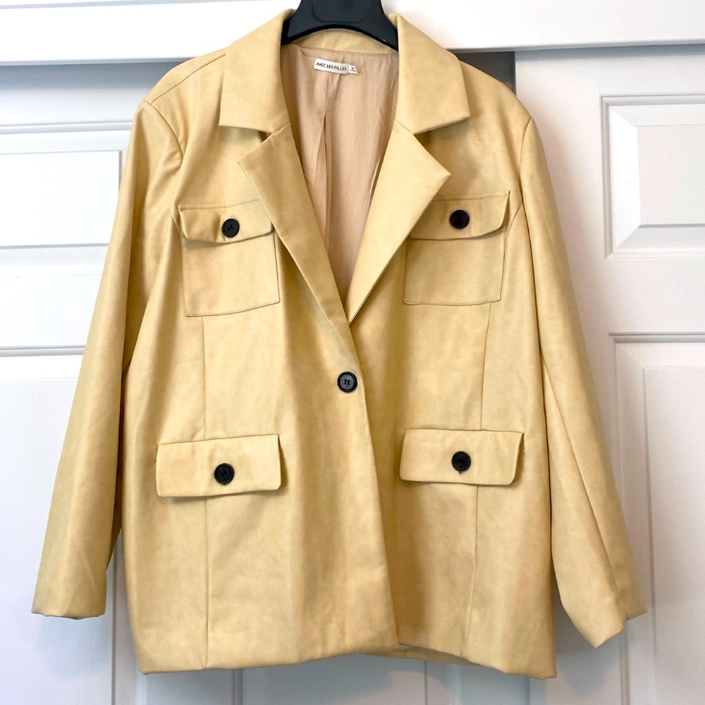 Avec Les Filles Faux Leather Blazer 2XL